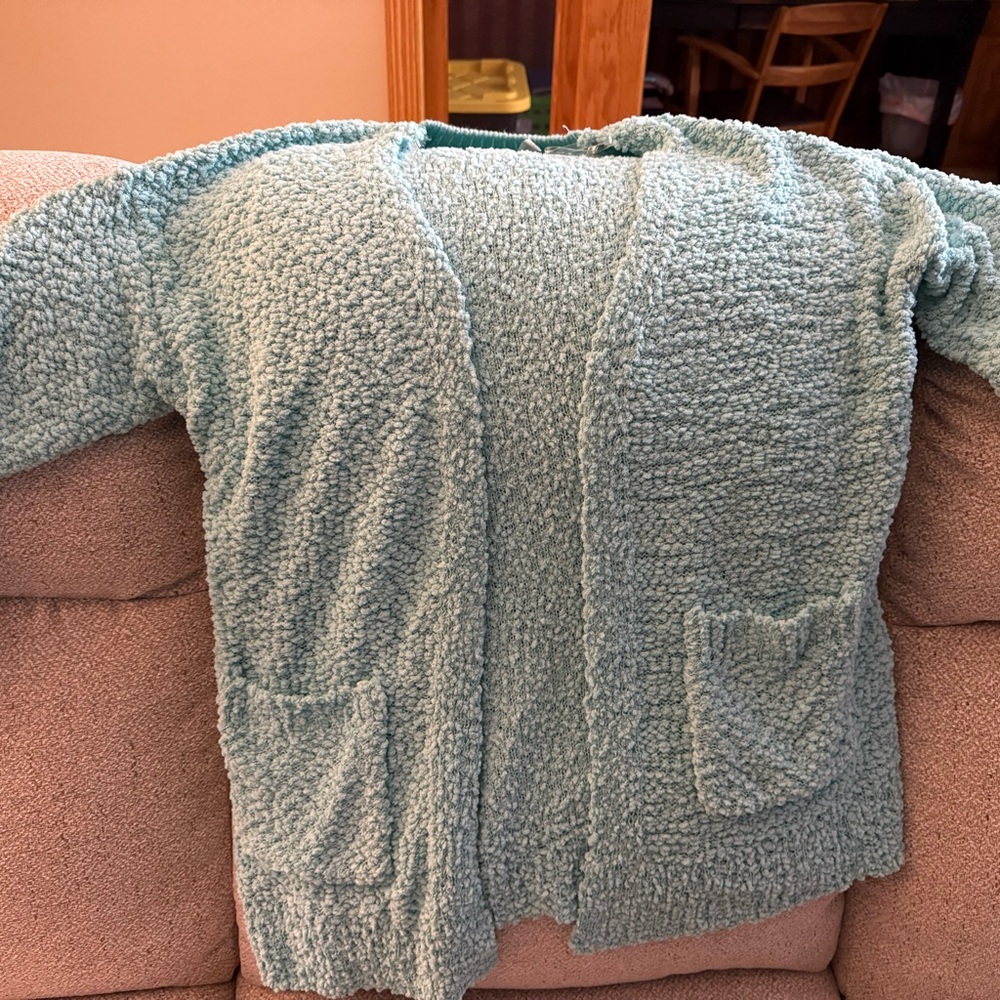 Zenana Outfitters Textured Cardigan in Light Blue